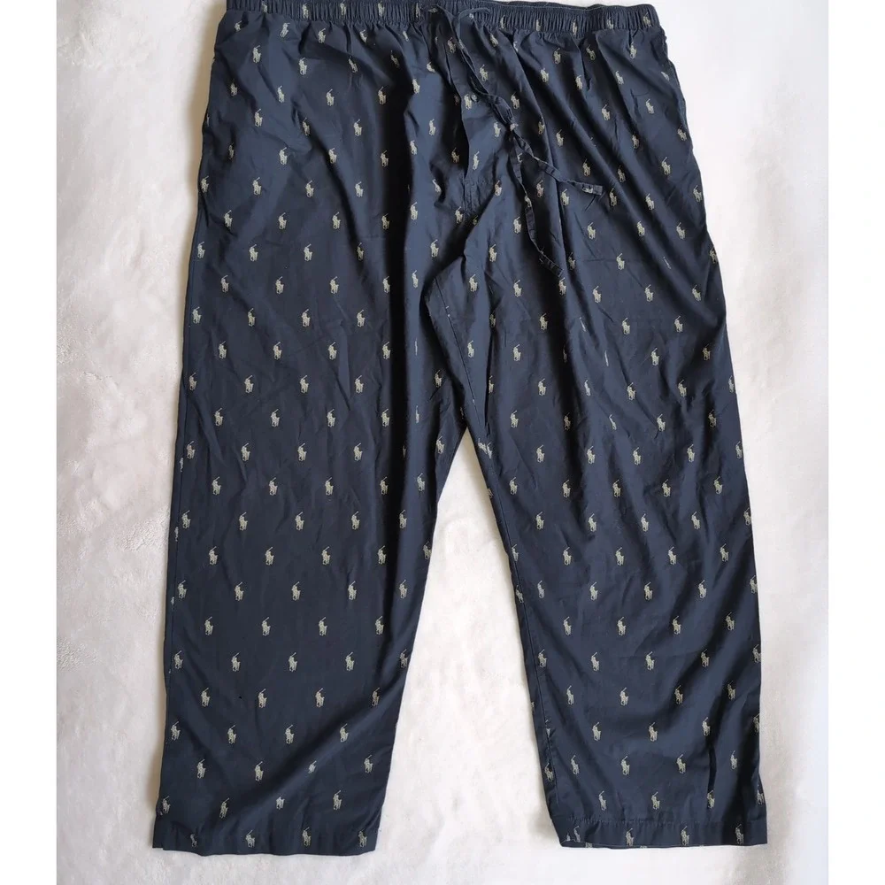 Polo Ralph Lauren Pajama Pants Mens 3XL Navy Blue All Over Pony Print Loungewear